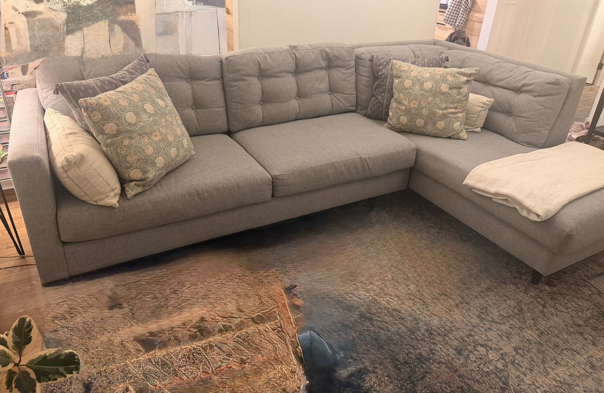 Gray Midcentury-Style Sectional Sofa