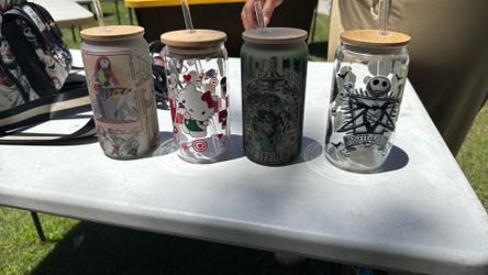 Glass character cups