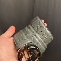 Grey Gucci Signature Leather Belt 