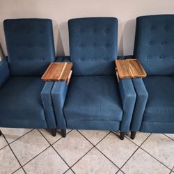 Reclining Sofa Chairs With Wood Trays 