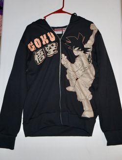 GOKU Dragon Ball Z Black Zip-Up Hoodie Mens Small Size S NWT Anime Fan Fighting