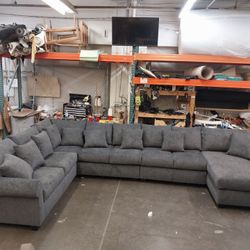 BRAND NEW 10x14x6ft And 11x11ft And 6x13x6ft SECTIONAL CHAISE COUCHES, grey FABRIC  CUSTOM MADE AVAILABLE