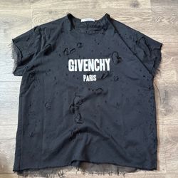 Black Givenchy Paris Distressed oversized tee