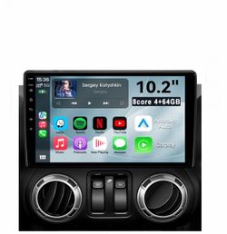 Car Radio Stereo Jeep Wrangler JK 2007-2018, Liberty 2008-2011, Wireless CarPlay Android Auto, 10.2” Touch Screen Head Units, Backup Camera