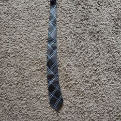 Silver With Blue Stripes Claiborne Neck Tie