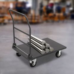 36" x 24" Platform Truck Flat Cart Push Dolly with Foldable Handle, Folding Cart