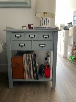 Blue apothecary table