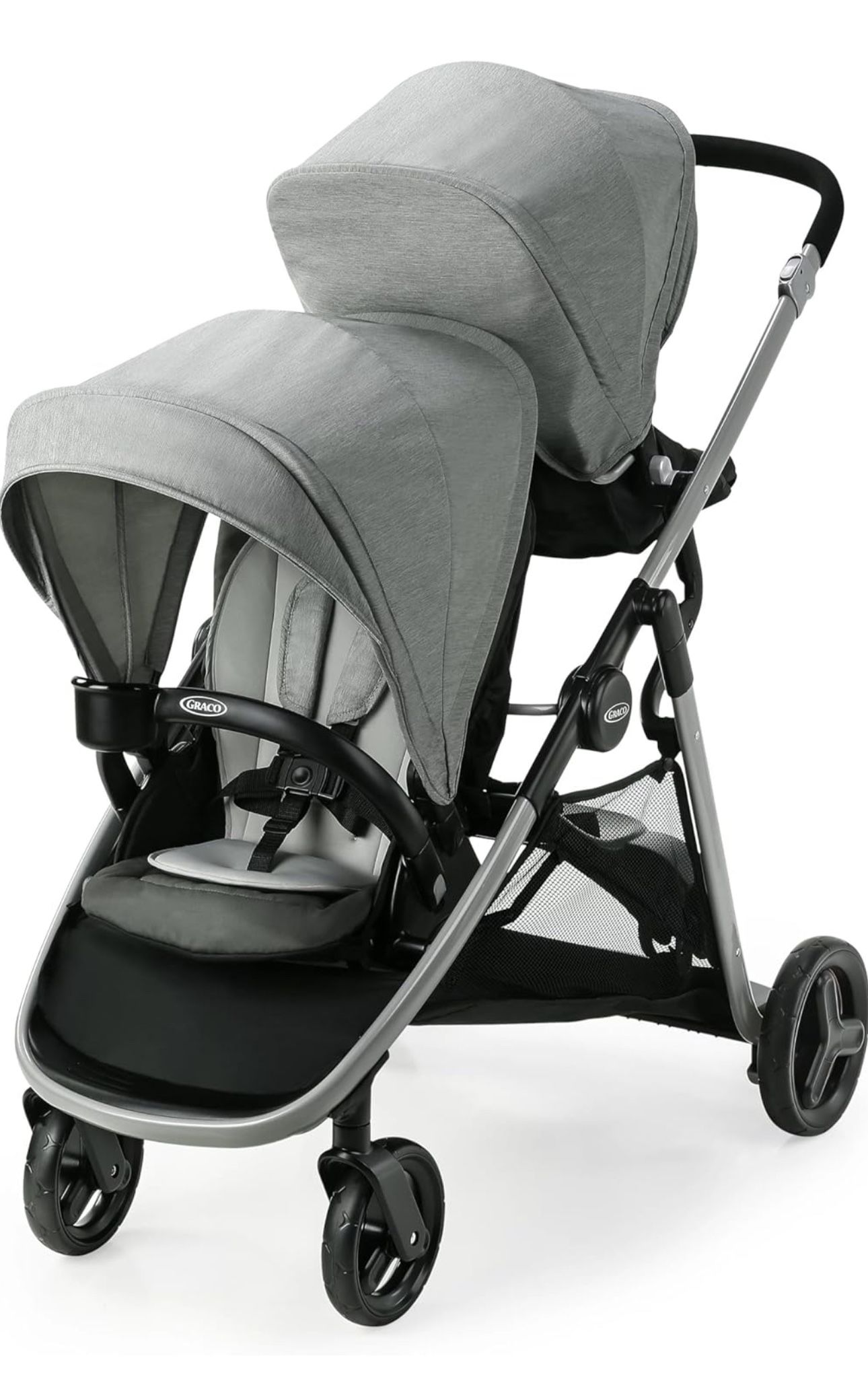Graco Ready2Grow LX 2.0 Double Stroller Features Bench Seat and Standing Platform Options, Clark