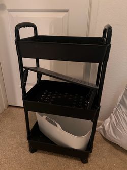 Black rolling storage cart