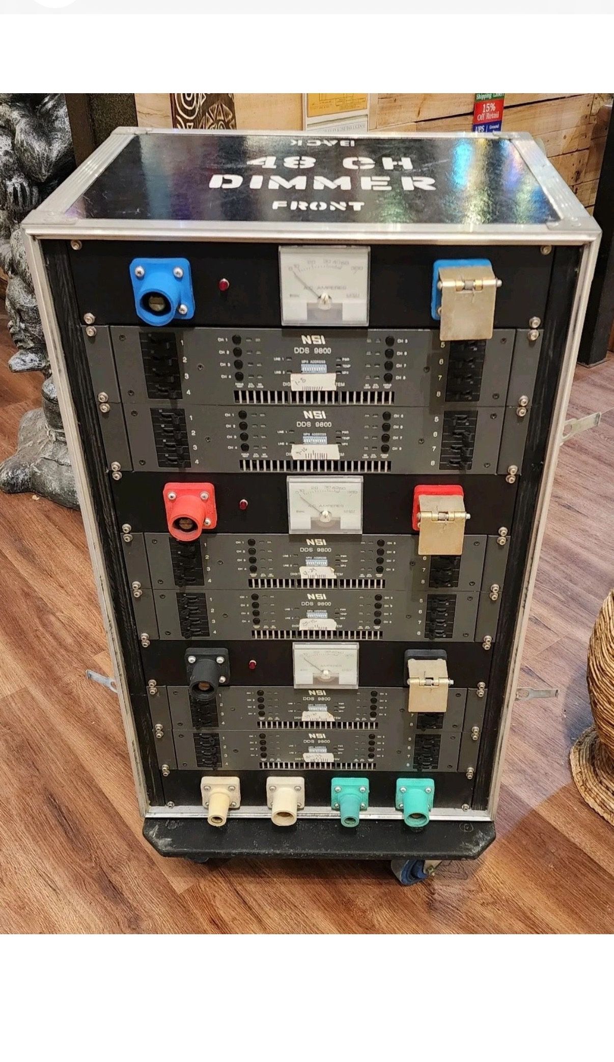 6x NSI DDS 9800 - Dimmer Unit 48 Channel - Church Used - Rack Mount Case Wheels