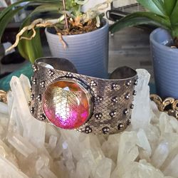 Watermelon Tourmaline Ss Cuff Bracelet 