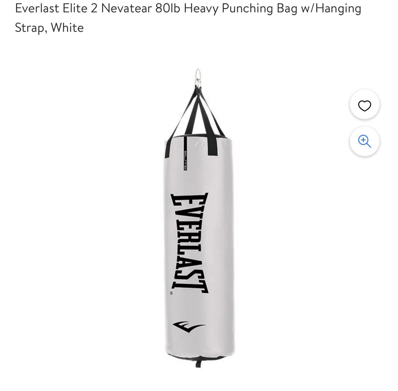 Everlast Elite 2 Nevatear 80lb Heavy Punching Bag w/Hanging Strap, White