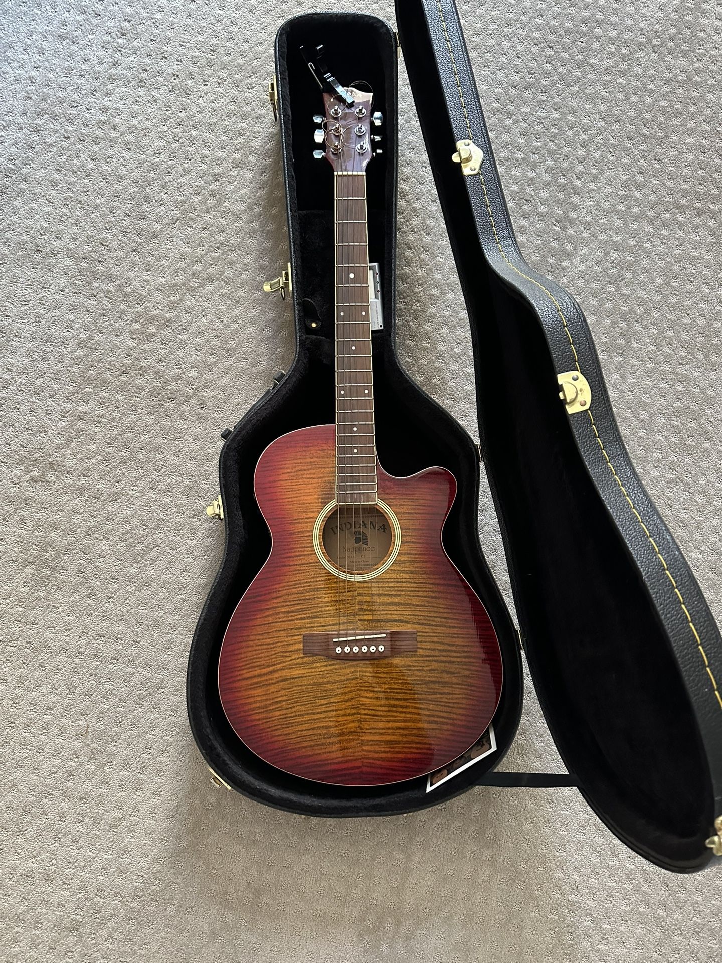 Indiana Acoustic Electric Guitar With Hard Case Great For Beginners