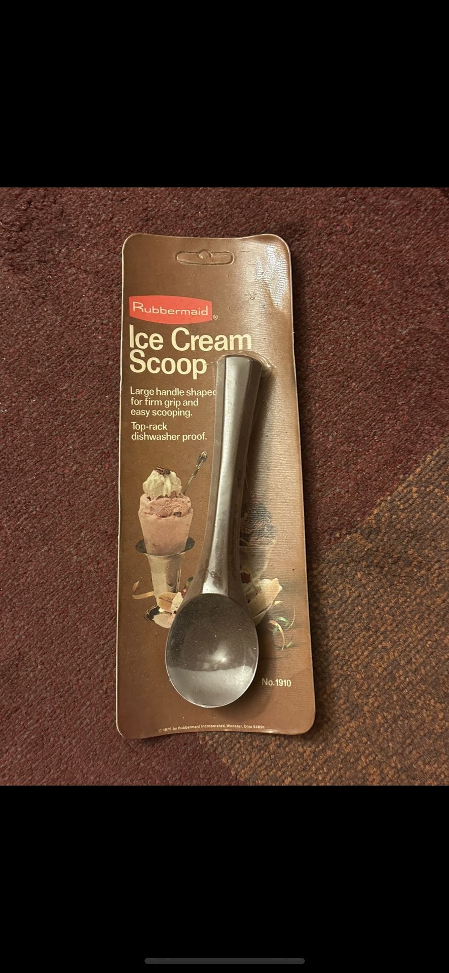 Vintage Rubbermaid Ice Cream Scoop NOS No1910 Brown New