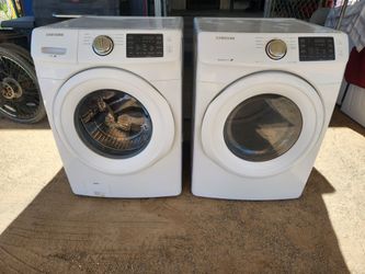 SAMSUNG FRONT LOAD LAUNDRY SET, GAS DRYER//SET SAMSUNG CARGA FRONTAL SECADORA A GAS