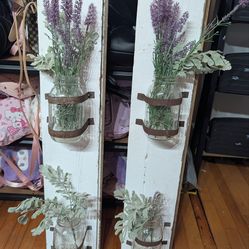 Set of Two Rustic Farmhouse Mason Jar Wall Decor