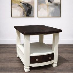 Two Tone Solid Wood End Table / End Table