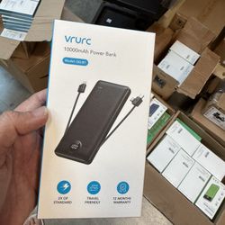 Wholesale 10,000mAh Power Banks – VRURC OD-B7 – Built-in Cables – $6 Each (MOQ 100)