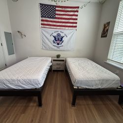 2 Twin Beds (mattress & frame) $300