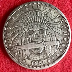 Indian Skull Coin. First $20 Offer Automatically Accepted. Shipped Same Day