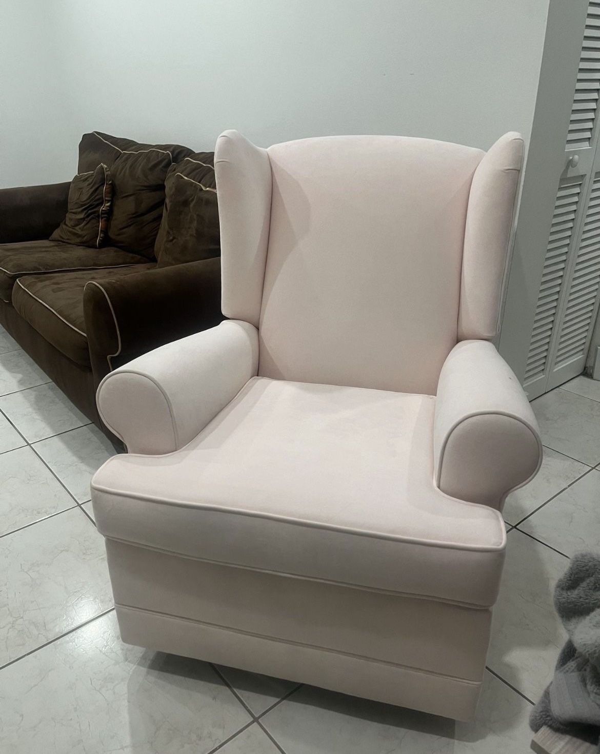 Pottery Barn Suede Blush Recliner