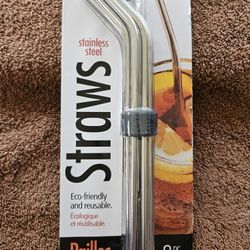 8 Pc Metal Straw Set/ New