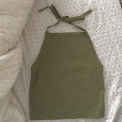 Brandy Melville Green Open Back Halter Top 