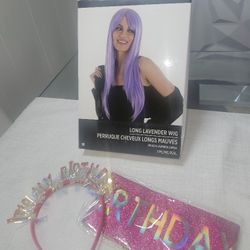 Happy Birthday  Wig,Headband And Band