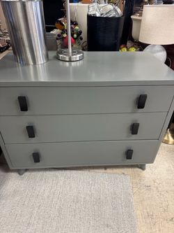 Gray 3-Drawer Dresser with Black Handles