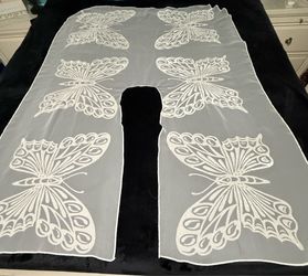 White Polyester Embroidered Butterfly vintage sheer scarves or wraps