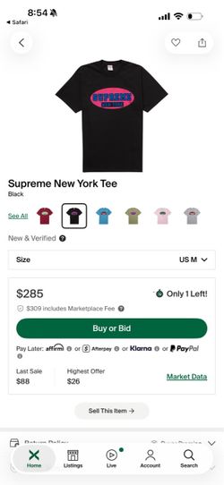 Supreme New York Tee Black