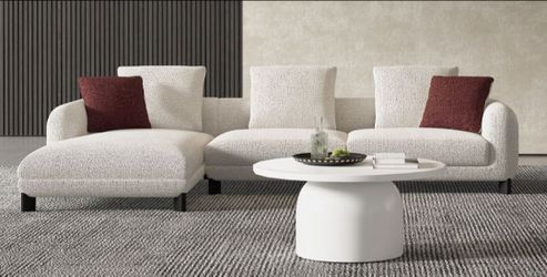 Brand New Maroon & Beige Modern Style Sectional Sofa (Pillows Included)