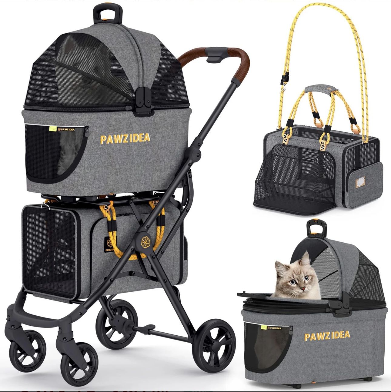 Pawzidea Pet stroller multifunctional with double detachable carriers Brand new Down from $ 297.00