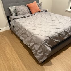 Queen Bed Set – Like New | Bed Frame + Mattress + Box Spring – Barely Used