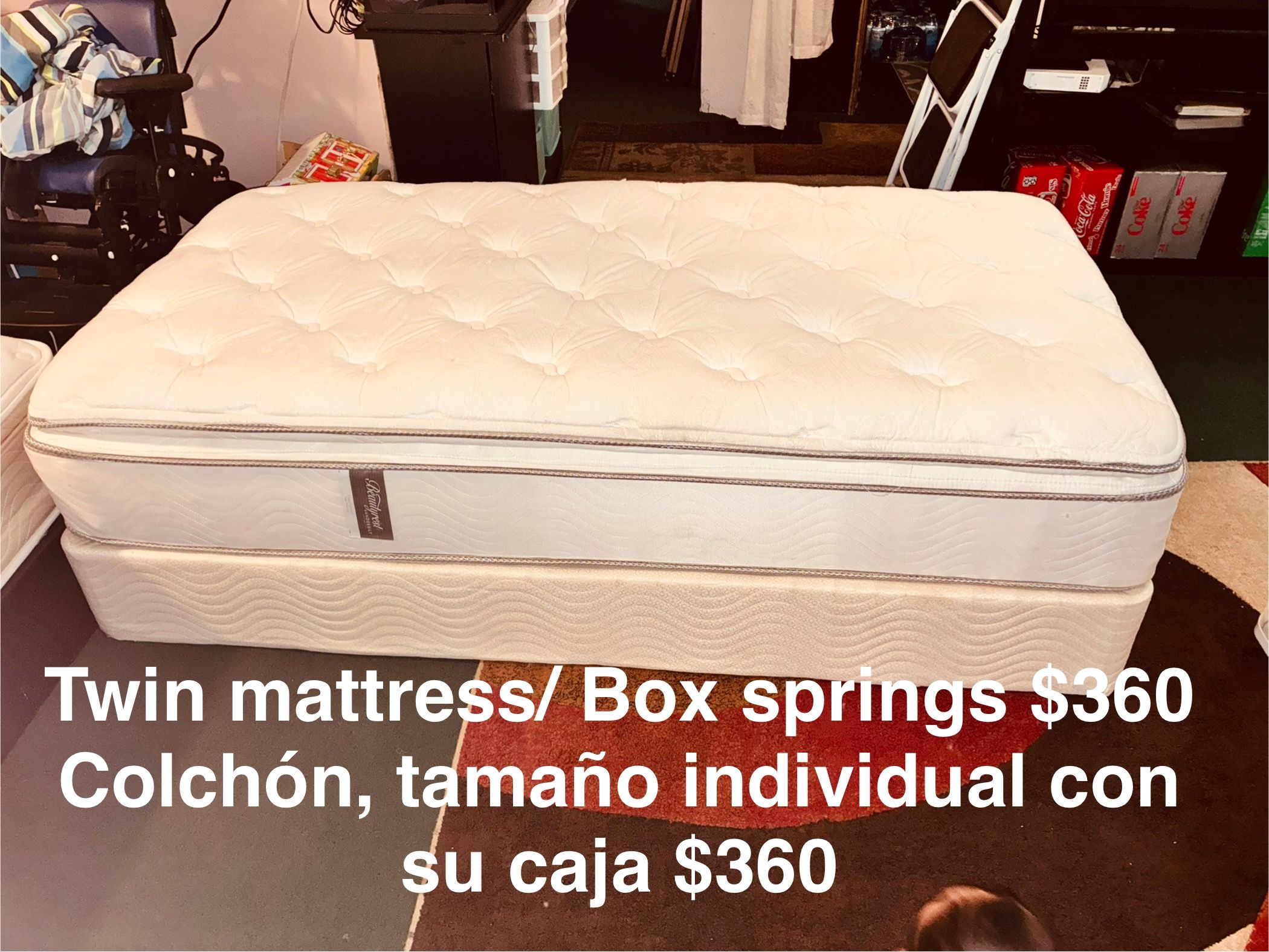 $280/$360–Twin mattresses and box springs (5 available) Metal frames are sold separately. ——(USED NOT NEW) for seriously interested people only messag