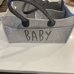 Baby Table Top Gray Felt Organizer With Handles