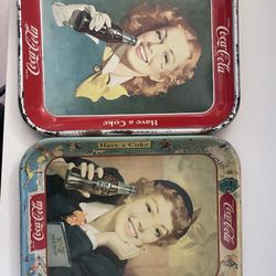 Authentic 1948/1953 Coca Cola Advertising Trays- Lightly Used 