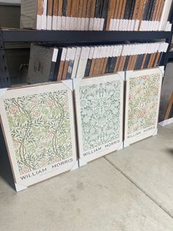 Framed Canvas Print Wall Art Set William Morris Flower Pattern