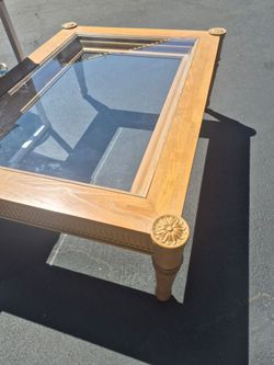 Wood and Glass Top Coffee Table