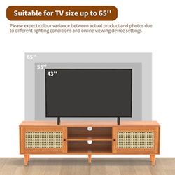 EasyCom Rattan TV Stand for 65 inch TV, Farmhouse Rattan Entertainment  