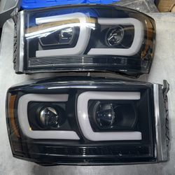 2006 To 2008 Dodge Ram LED Projector Sequential Signal Black Housing Headlights