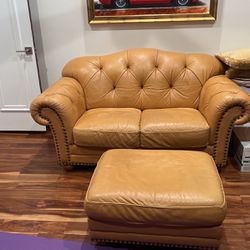 leather sofa and ottoman