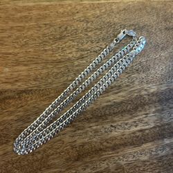 4mm Cuban Silver Necklace 22” 