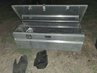 Diamond plated truck bed tool box