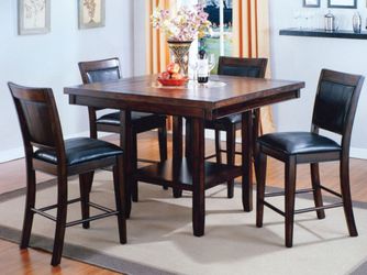 New cherry color dining table set 5pc special 2727 model