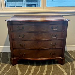 Solid Mahogany Chippendale Dresser w/ Leather Writers Desk