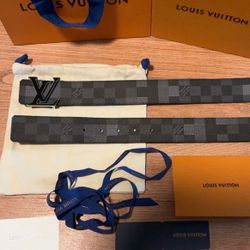 New Graphite Damier Reversible Belt 