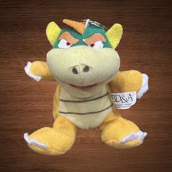 Vintage BD&A Super Mario bros Browser stuffed beanbag plush toy Keychain clip.4”