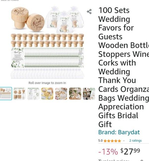 Wedding Favors Keepsakes For Guest.For  50 - 100 guests New In Box   Favor Is Thank You Card And Small Keepsake Momentum in Organza Bag