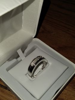 Mens 2 Row Diamond Ring Wedding Band Size 10 It's Plantium Over Top Of Sterling Silver